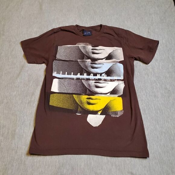 Vtg Billabong Shirt Mens Small Brown Graphic Skate Surf Tee - Picture 1 of 7